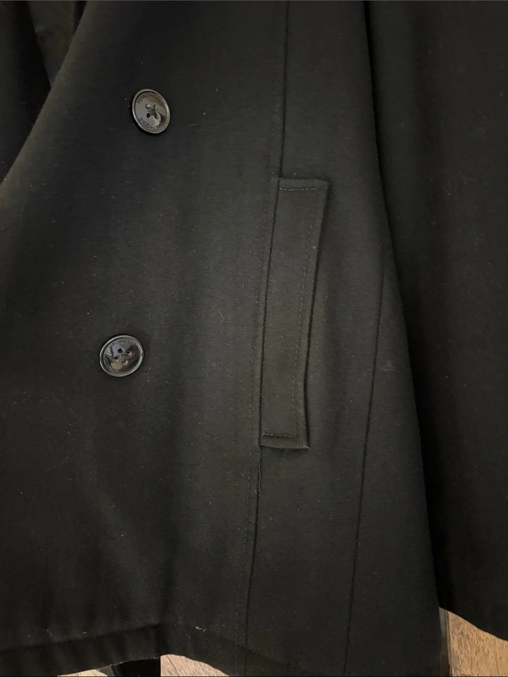 Kenneth Cole Reaction Men’s Size Large Black Pea Coat - Picture 8 of 8